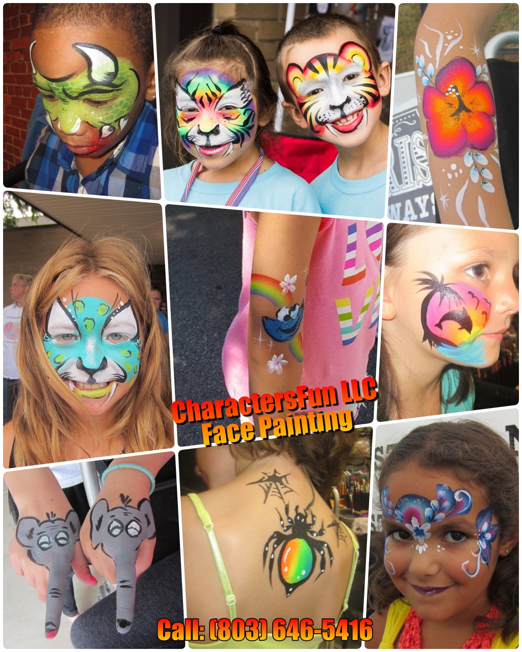 face painting collage light